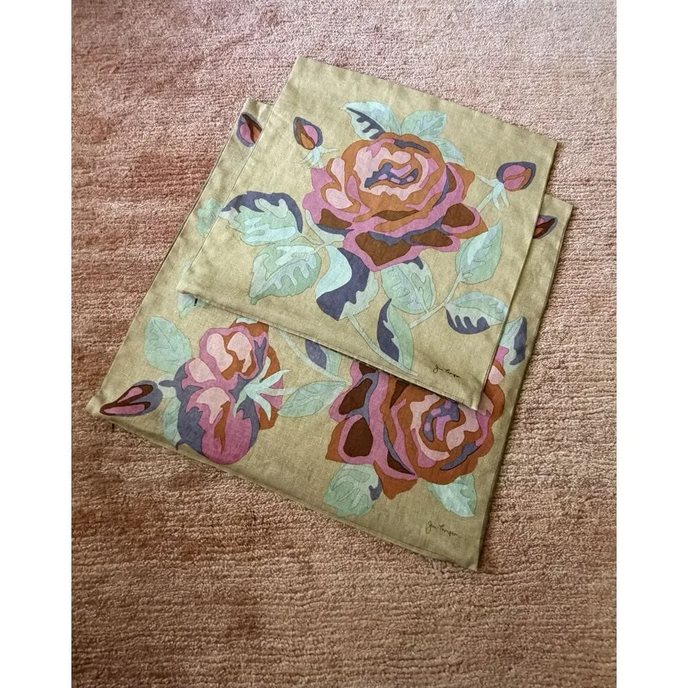 Jim Thompson Silk Floral Pillow Covers Set of 2 Vintage Style Thailand